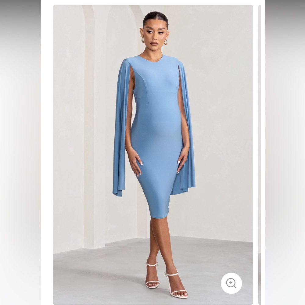 Club L London Light Blue Cape Sleeve Bodycon Dress